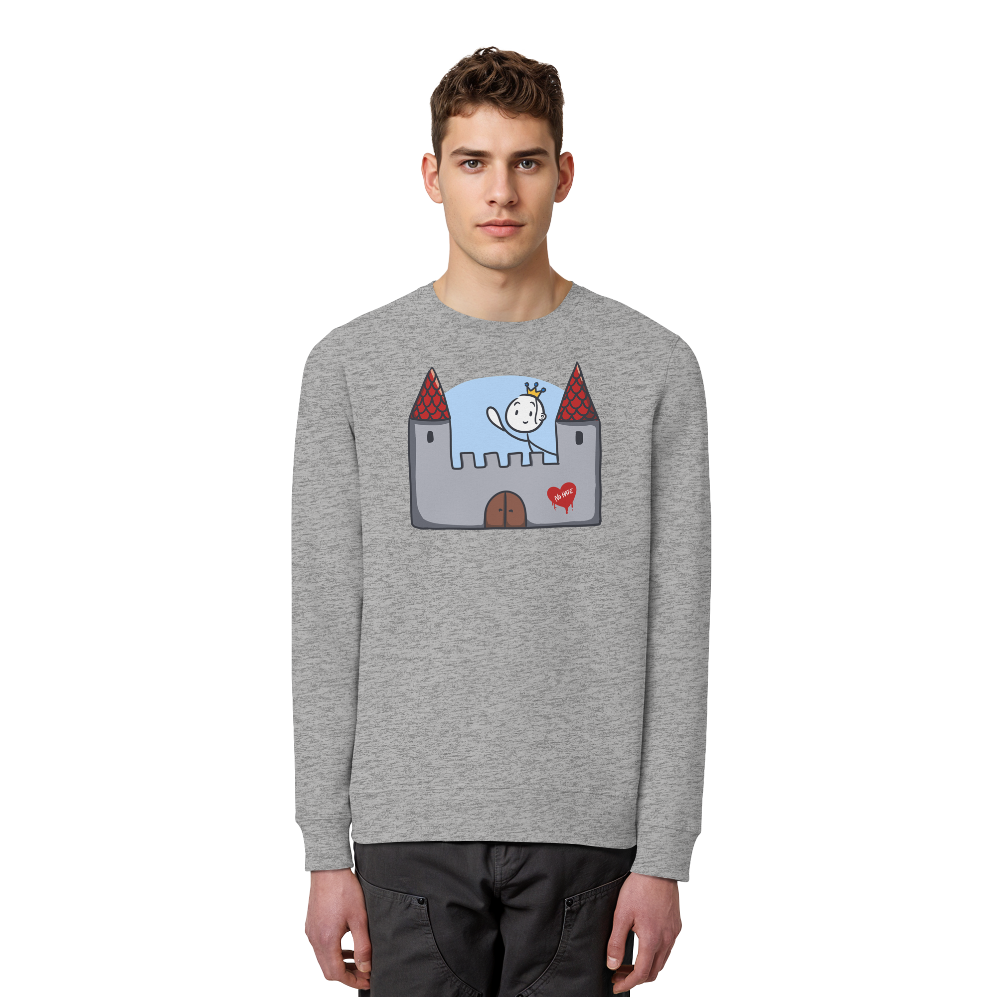 Seelenmännchen "Schloss Edition" Frontprint (hell) - Organic Basic Unisex Sweatshirt