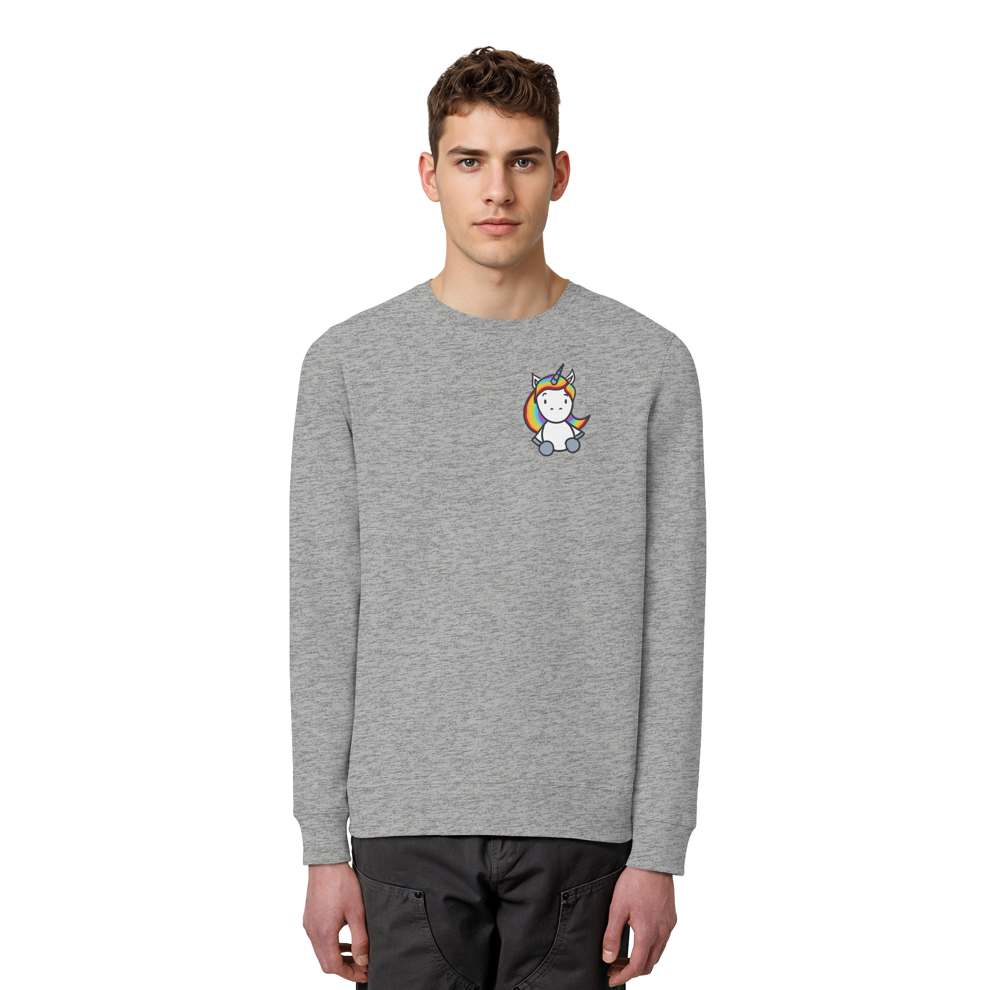 Schwarz Weiß wird Regenbogen Farben Backprint (hell) - Organic Basic Unisex Sweatshirt