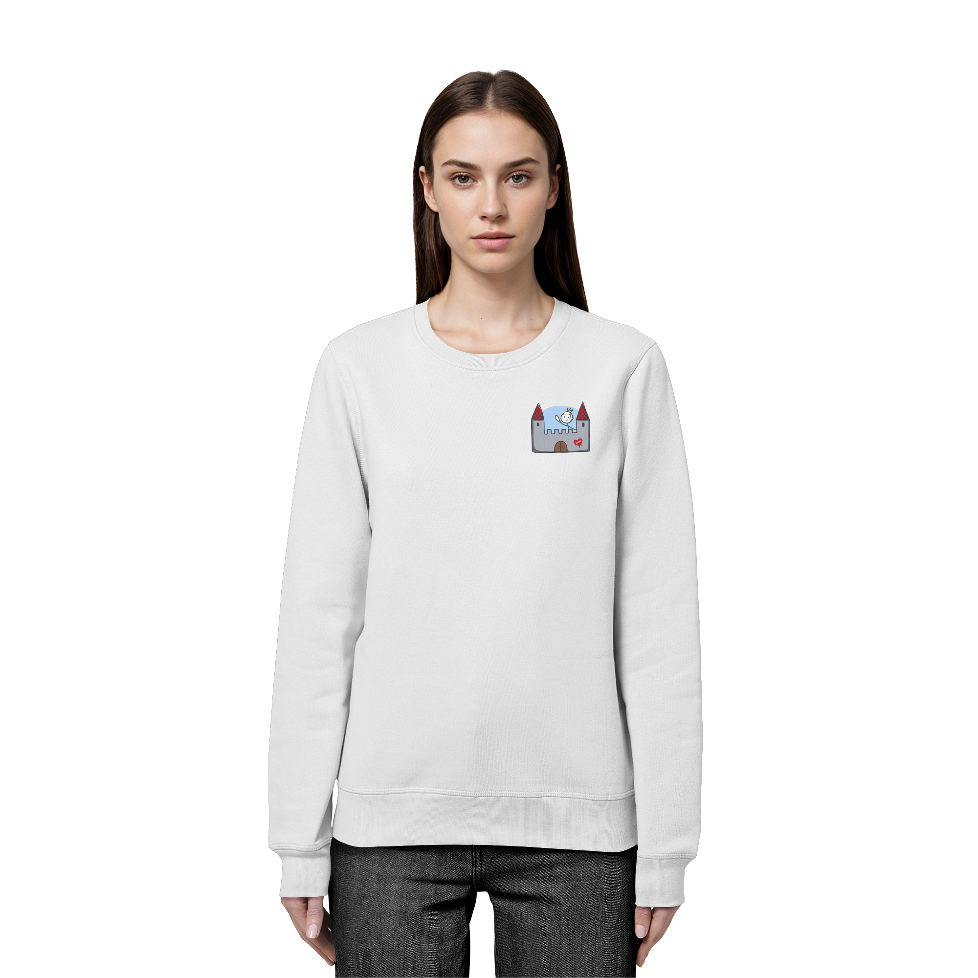 Seelenmännchen "Schloss Edition" Brustprint (hell) - Organic Basic Unisex Sweatshirt