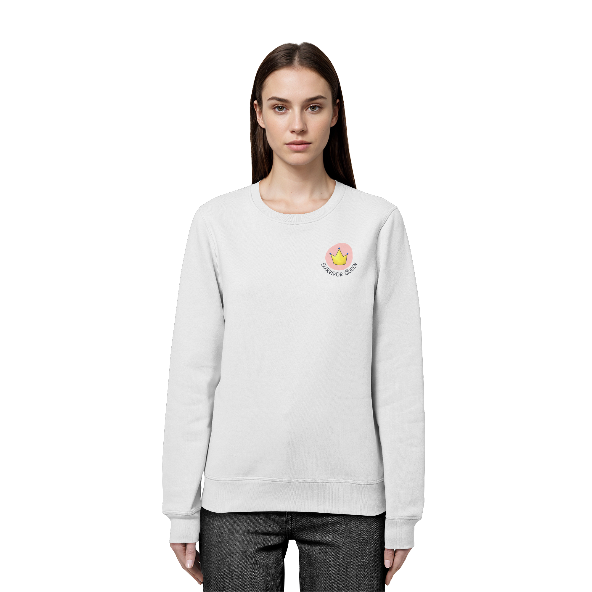 Survivor Queens Logo "Schriftzug Edition" Brustprint (hell) - Organic Basic Unisex Sweatshirt