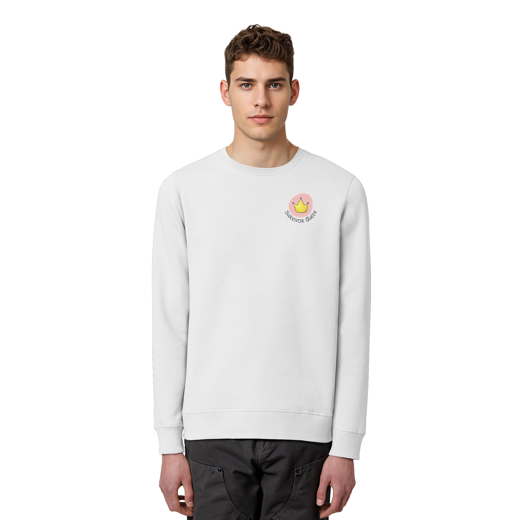 Survivor Queens Logo "Schriftzug Edition" Brustprint (hell) - Organic Basic Unisex Sweatshirt