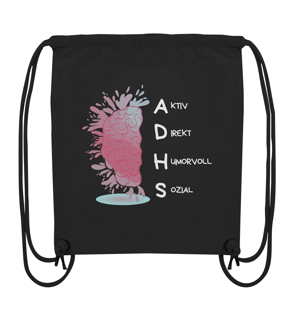 ADHS Aktiv Direkt Humorvoll Sozial Backprint - Organic Gym-Bag