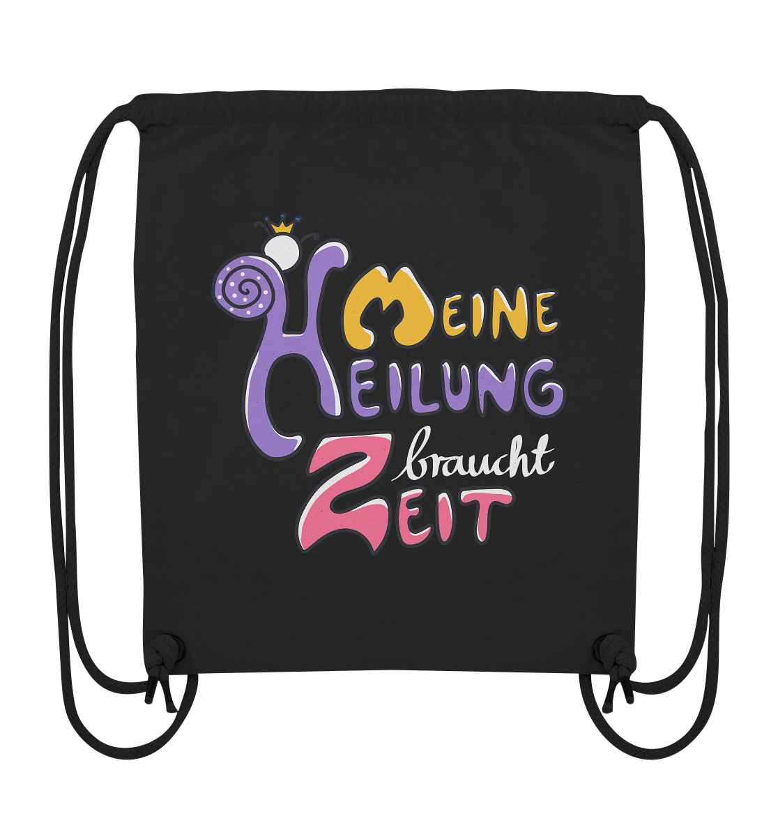 Meine Heilung braucht Zeit "Bunte Edition" Backprint - Organic Gym-Bag