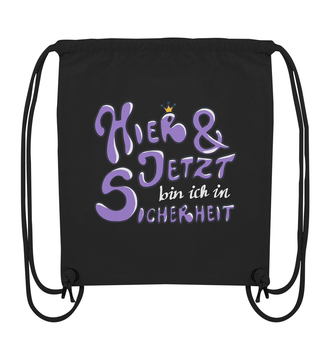Hier und jetzt bin ich in Sicherheit "Lila Edition" - Organic Gym-Bag