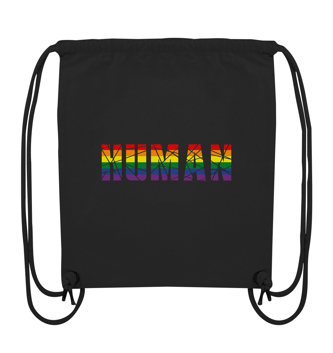 HUMAN in Regenbogen Farben - Organic Gym-Bag
