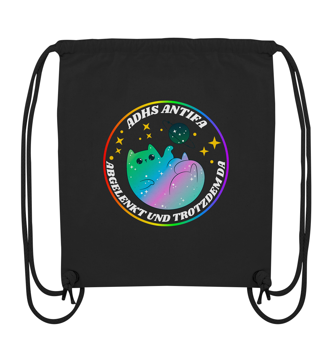 ADHS Antifa: Abgelenkt und trotzdem da "Space Cat Edition" - Organic Gym-Bag