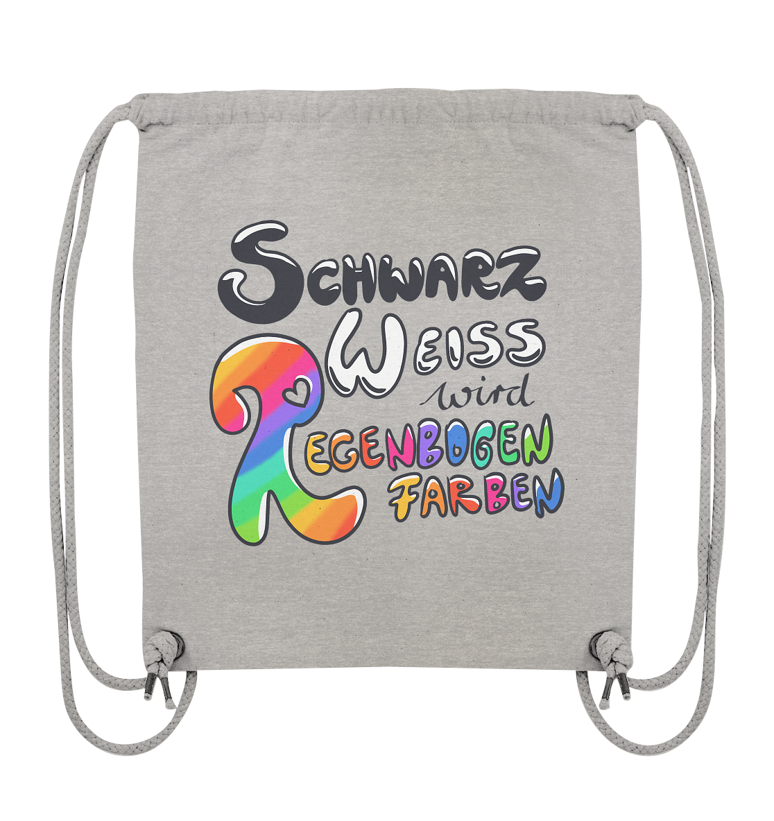 Schwarz Weiß wird Regenbogen Farben Backprint (hell) - Organic Gym-Bag