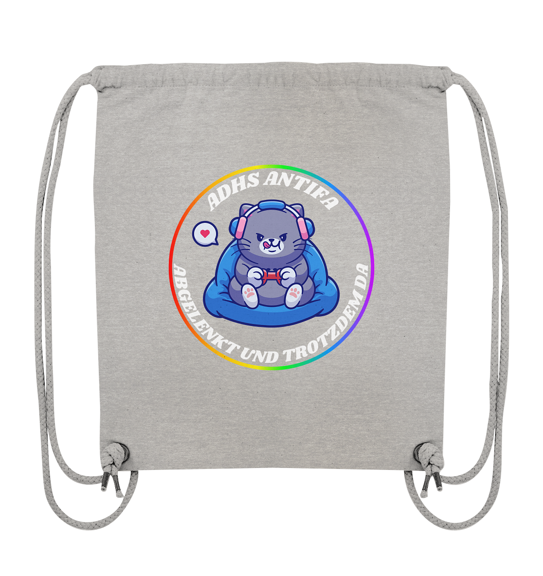 ADHS Antifa: Abgelenkt und trotzdem da "Gamer Cat Edition" - Organic Gym-Bag
