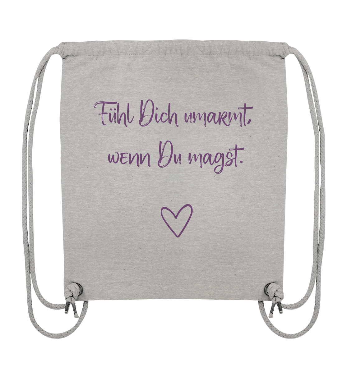 Fühl Dich umarmt, wenn Du magst "Lila Herz Edition" - Organic Gym-Bag