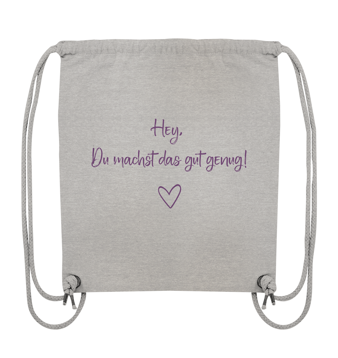 Hey, Du machst das gut genug! "Lila Herz Edition" - Organic Gym-Bag