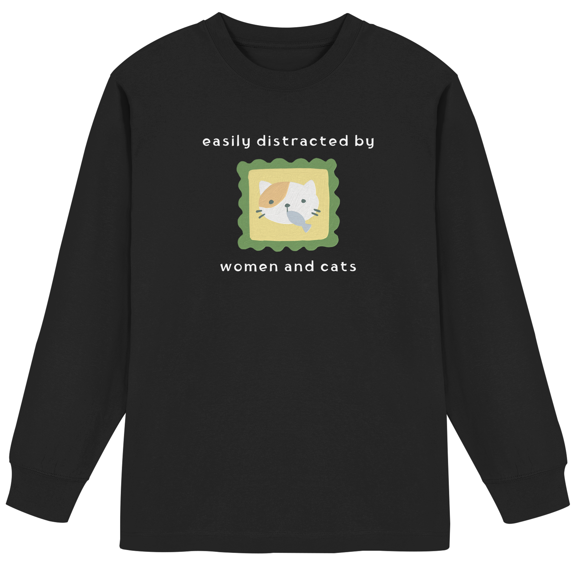 Easily Distracted by Women and Cats - Organic Heavy Oversized Longsleeve T-Shirt