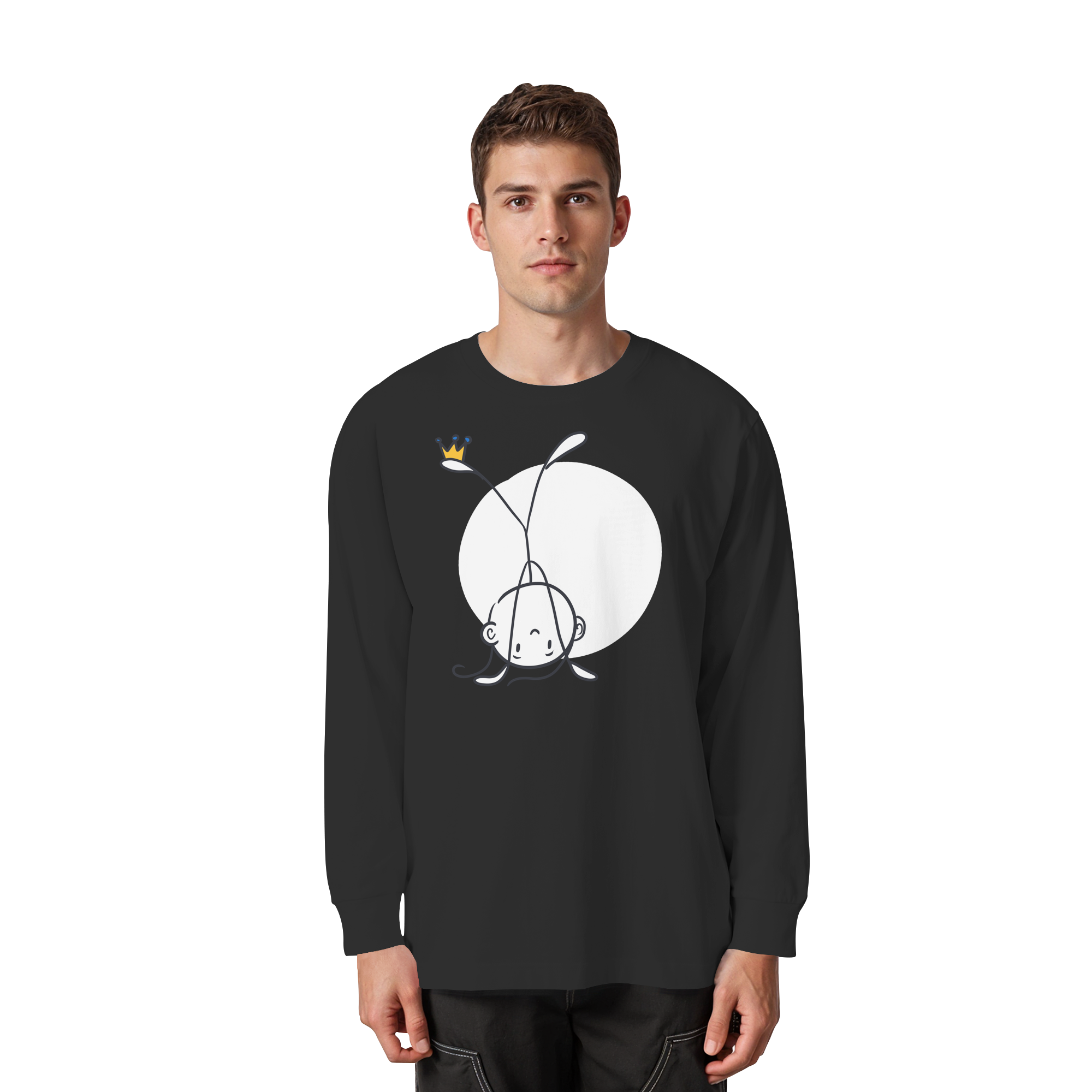 Seelenmännchen "Handstand Edition" Frontprint (dunkel) - Organic Heavy Oversized Longsleeve T-Shirt