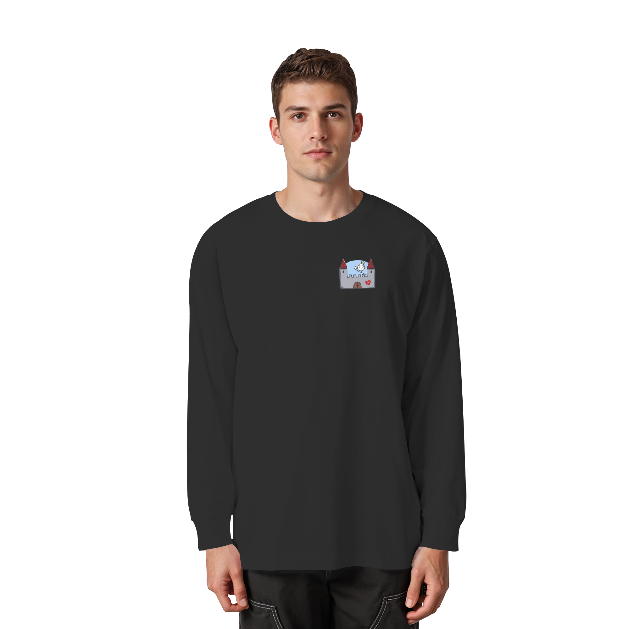 Hier und jetzt bin ich in Sicherheit "Bunte Edition" Backprint - Organic Heavy Oversized Longsleeve T-Shirt