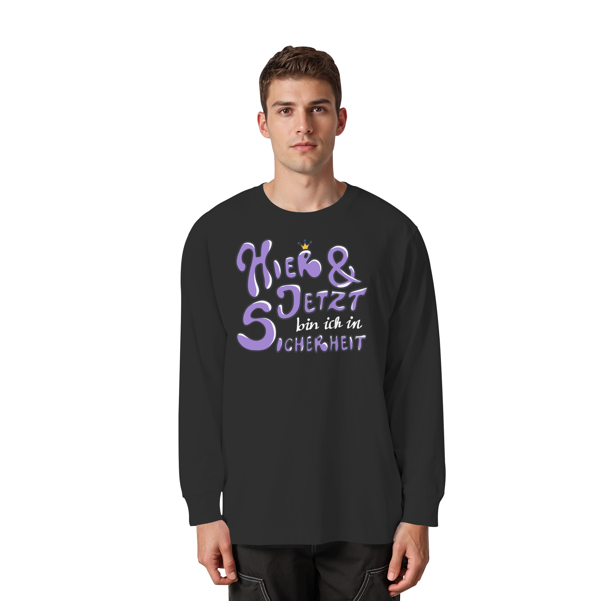 Hier und jetzt bin ich in Sicherheit "Lila Edition" - Organic Heavy Oversized Longsleeve T-Shirt