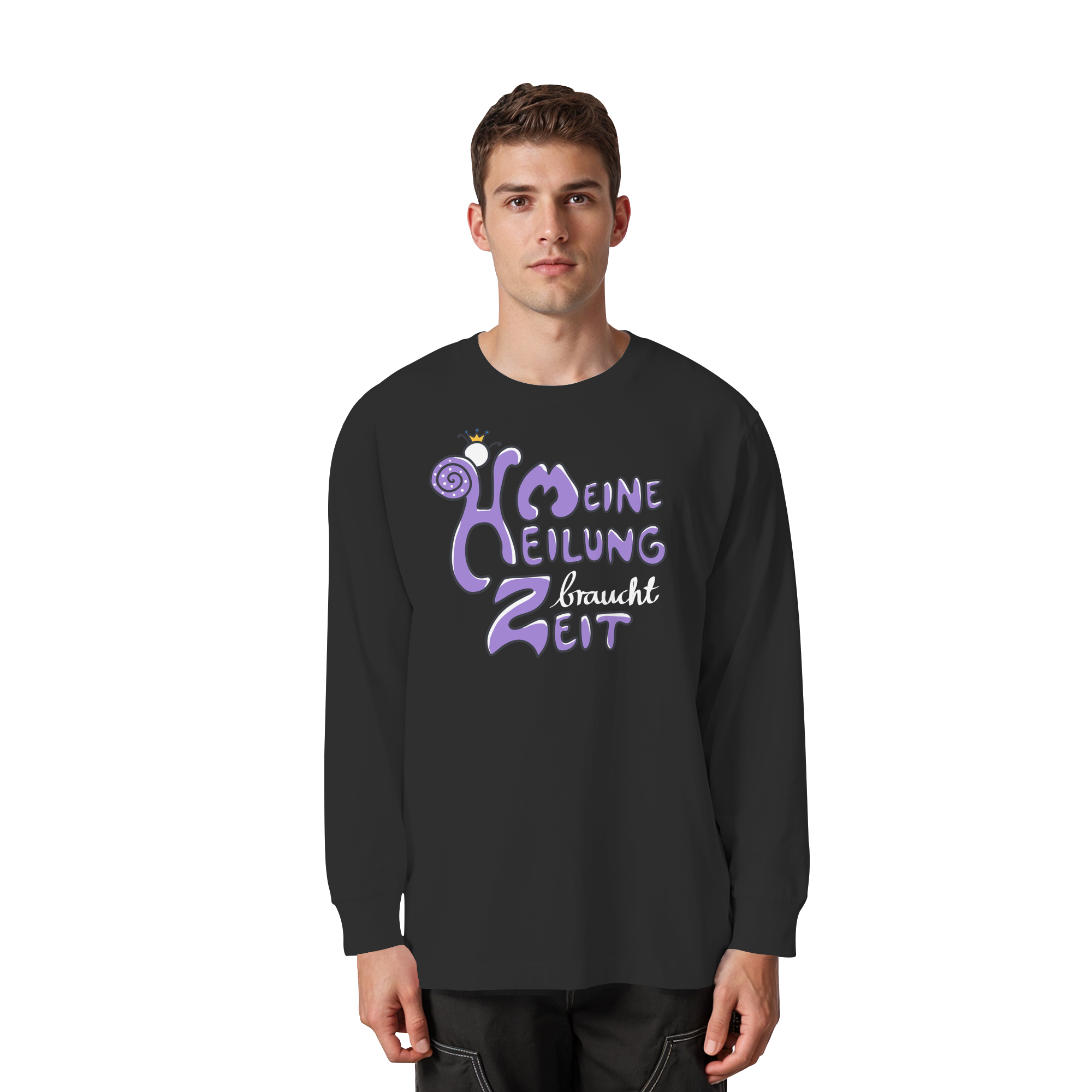Meine Heilung braucht Zeit "Lila Edition" - Organic Heavy Oversized Longsleeve T-Shirt