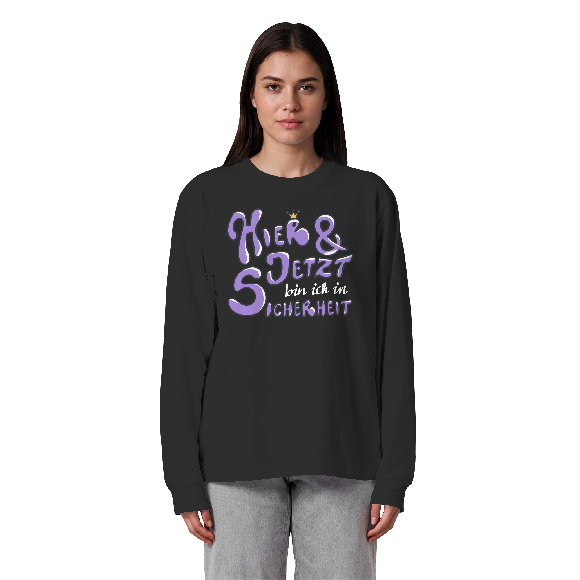 Hier und jetzt bin ich in Sicherheit "Lila Edition" - Organic Heavy Oversized Longsleeve T-Shirt