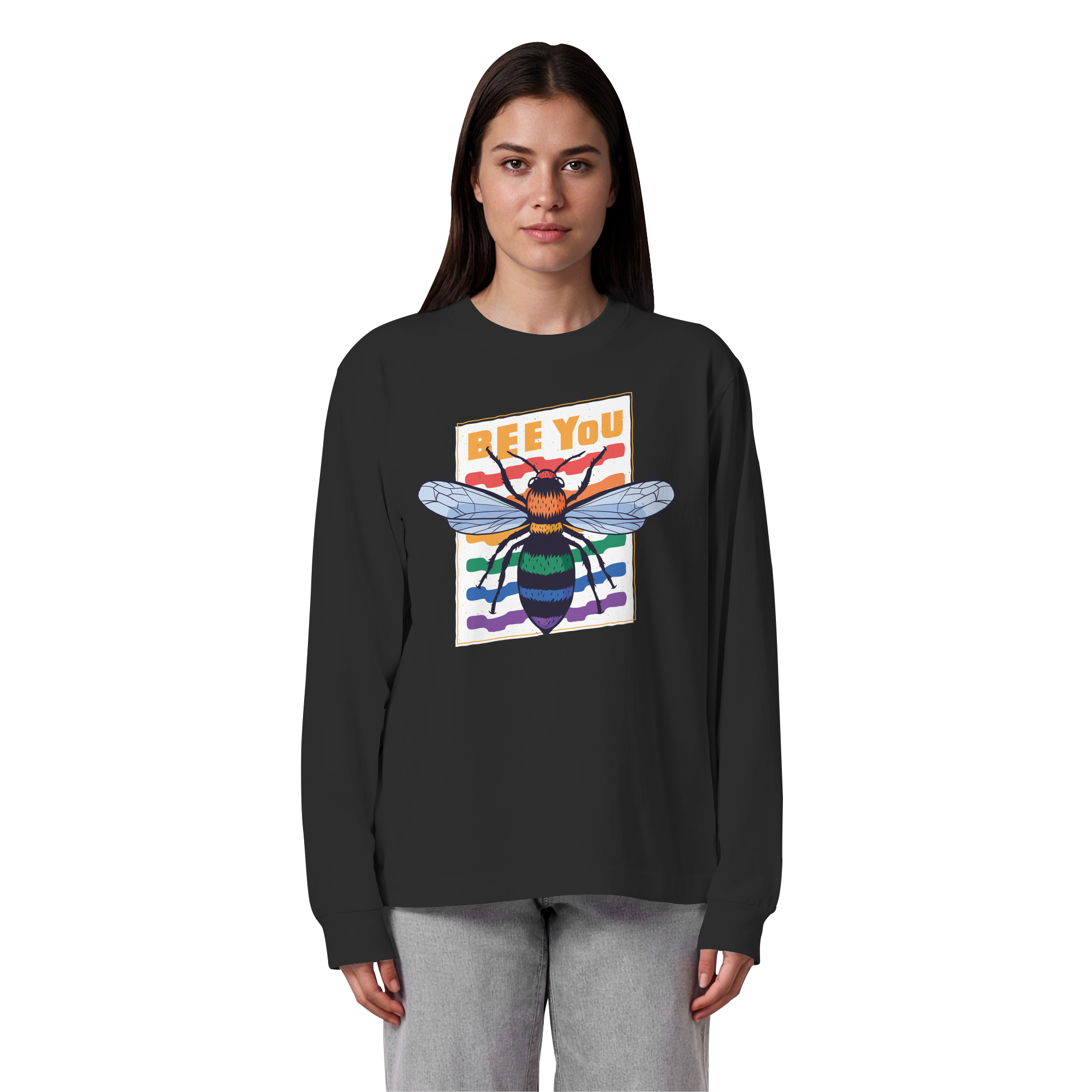 Bee You "Rainbow Edition" - Organic Heavy Oversized Longsleeve T-Shirt