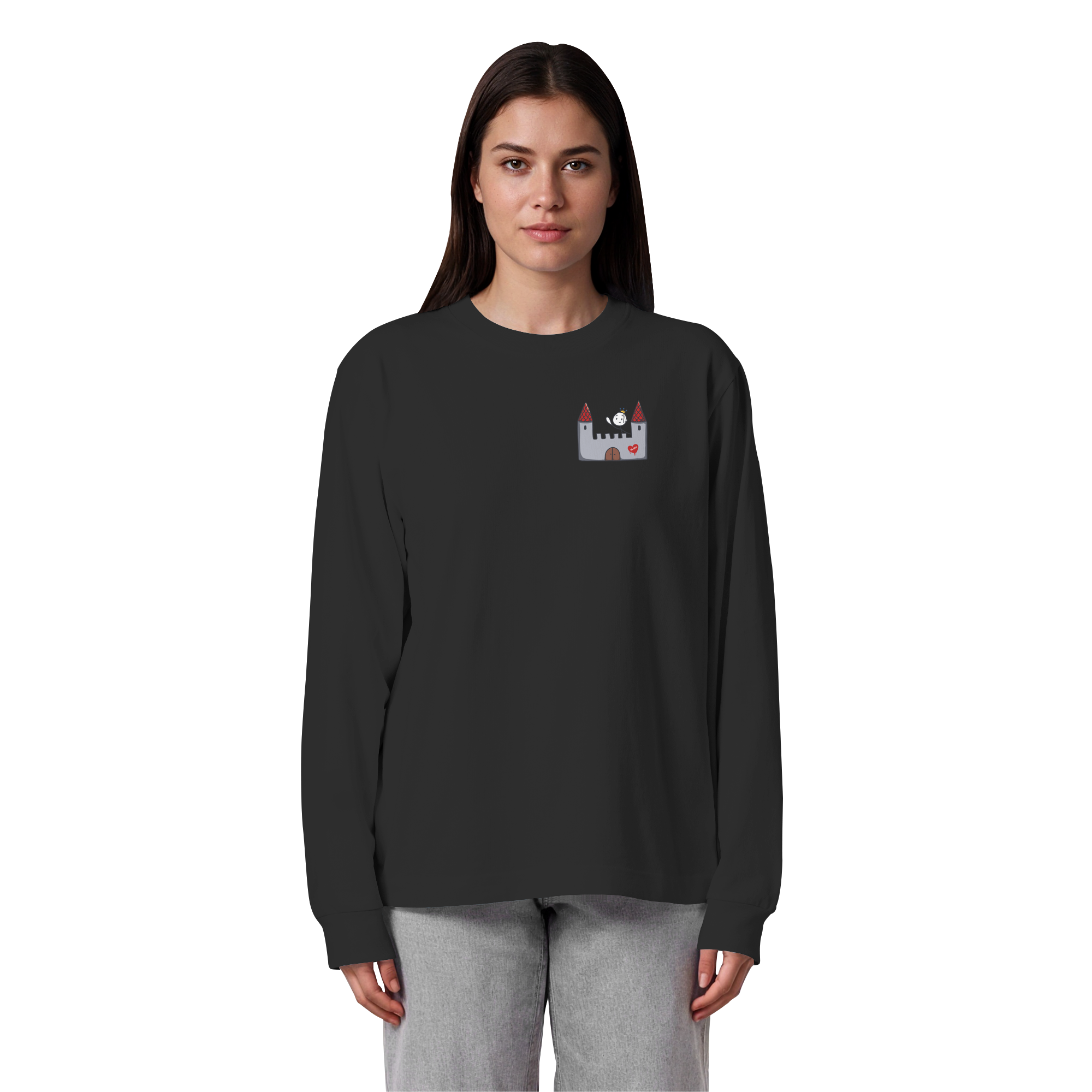Seelenmännchen "Schloss Edition" Brustprint (dunkel) - Organic Heavy Oversized Longsleeve T-Shirt