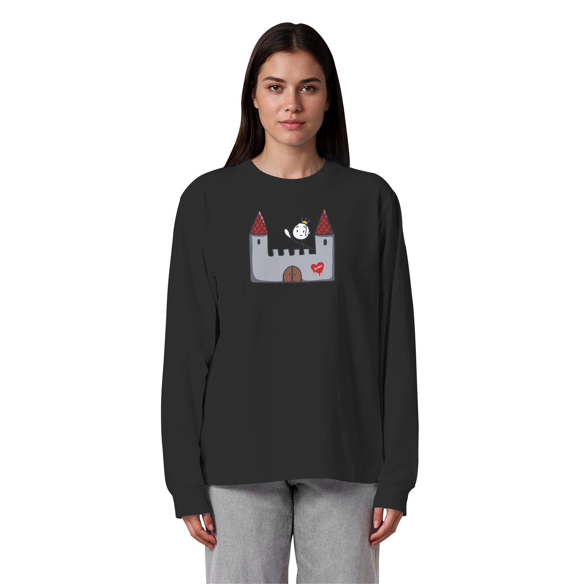 Seelenmännchen "Schloss Edition" Frontprint (dunkel) - Organic Heavy Oversized Longsleeve T-Shirt