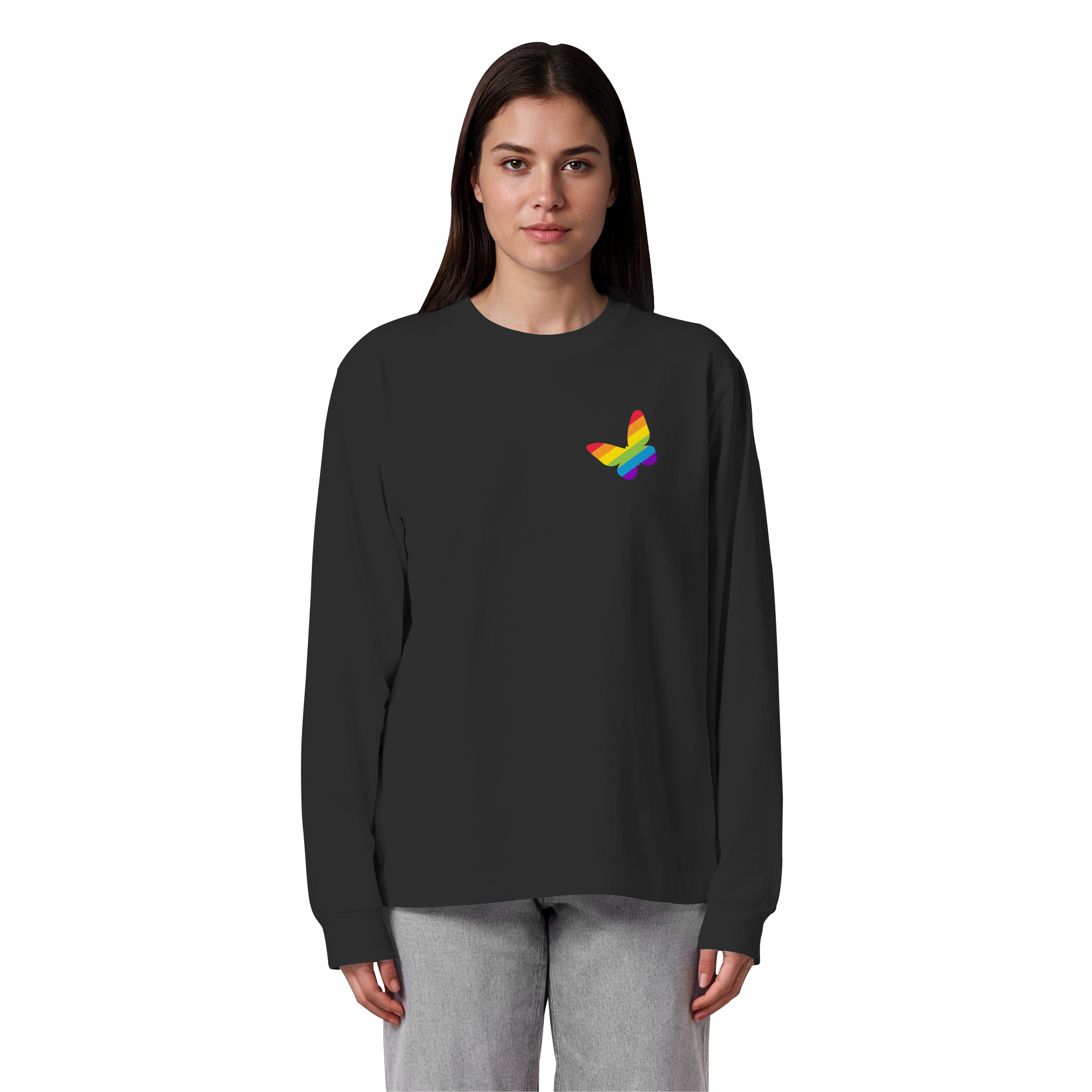 Regenbogen Schmetterling - Organic Heavy Oversized Longsleeve T-Shirt