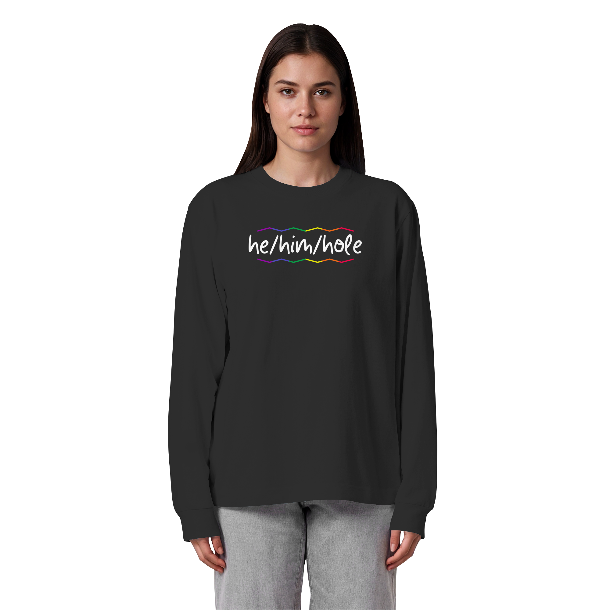 he/him/hole "Pride Waves Edition" - Organic Heavy Oversized Longsleeve T-Shirt