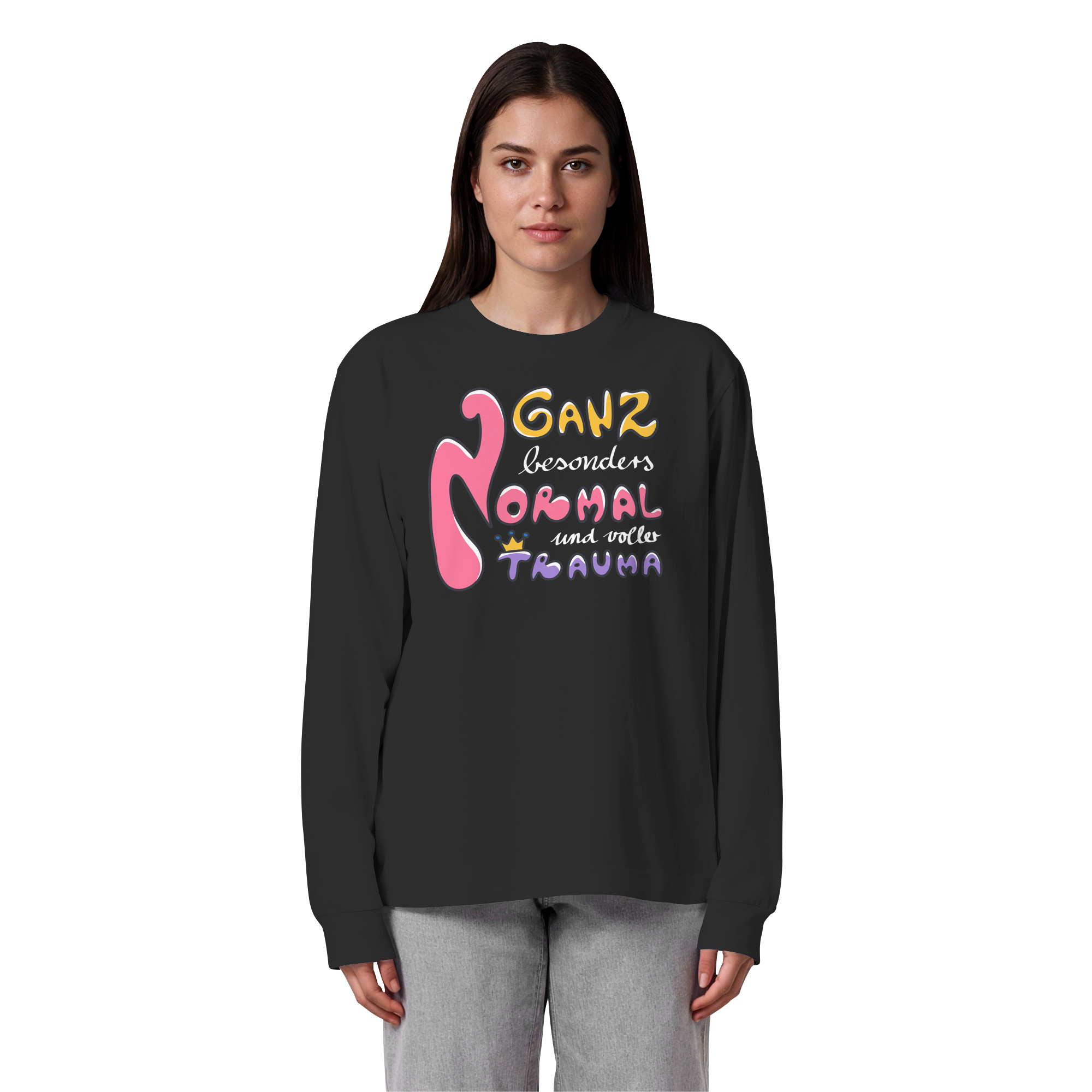Ganz besonders Normal und voller Trauma "Bunte Edition" - Organic Heavy Oversized Longsleeve T-Shirt