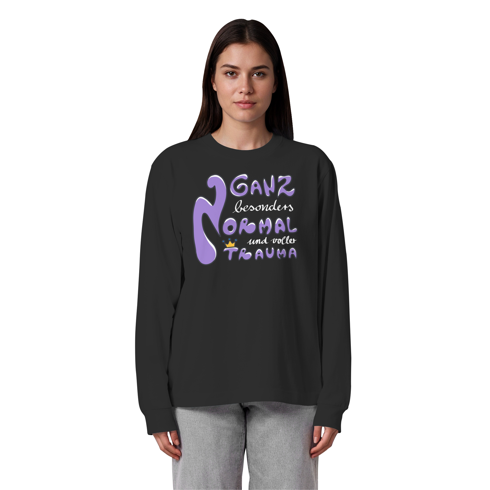 Ganz besonders Normal und voller Trauma "Lila Edition" - Organic Heavy Oversized Longsleeve T-Shirt
