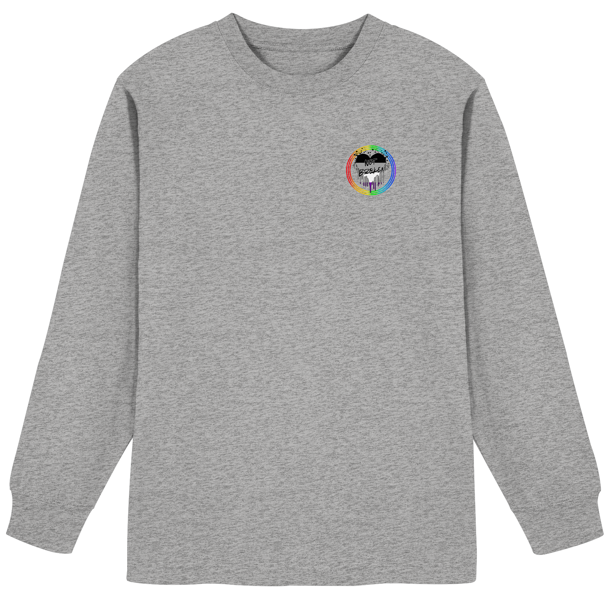 Asexual Not Broken "Regenbogenkreis Edition" - Organic Heavy Oversized Longsleeve T-Shirt