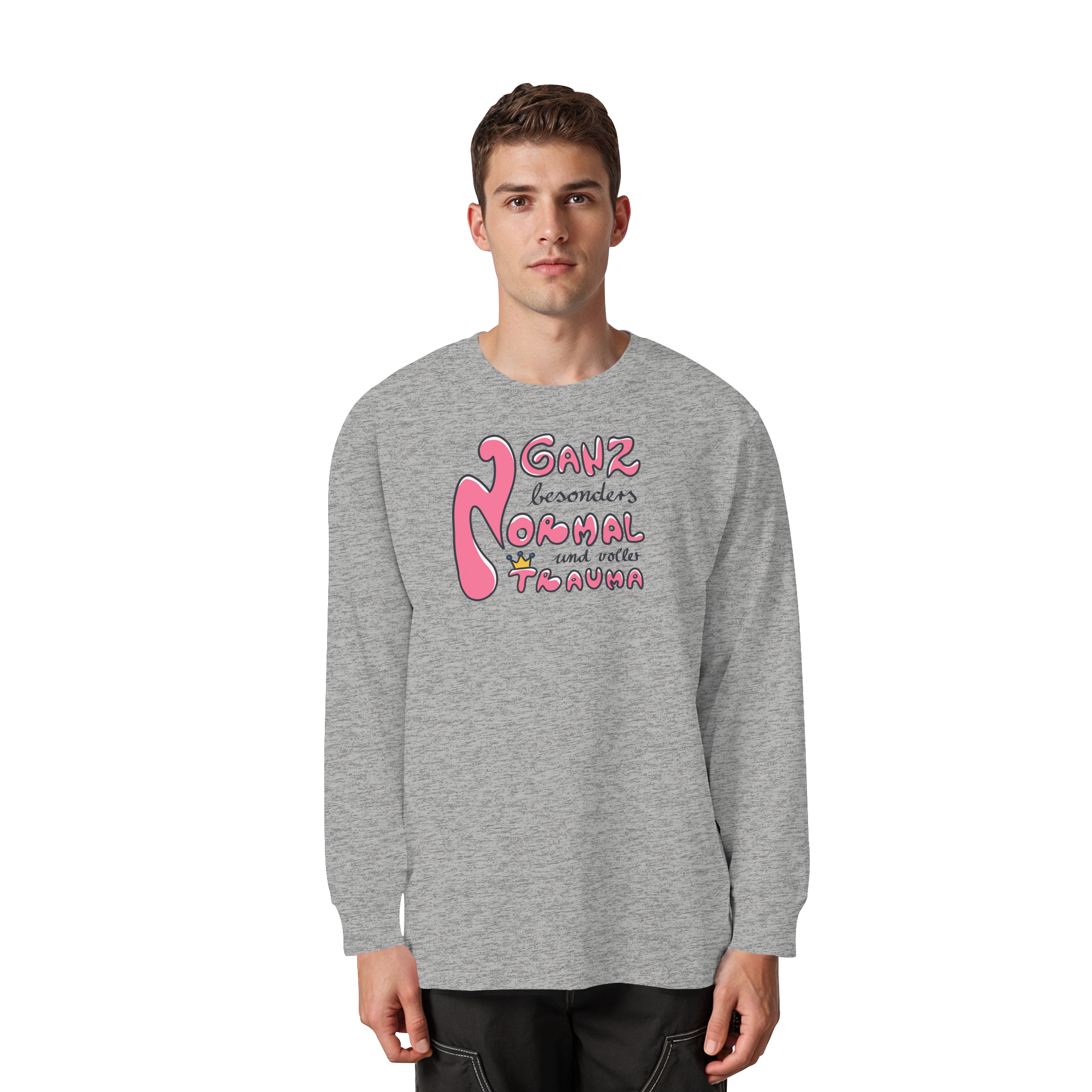 Ganz besonders Normal und voller Trauma "Pinke Edition" - Organic Heavy Oversized Longsleeve T-Shirt