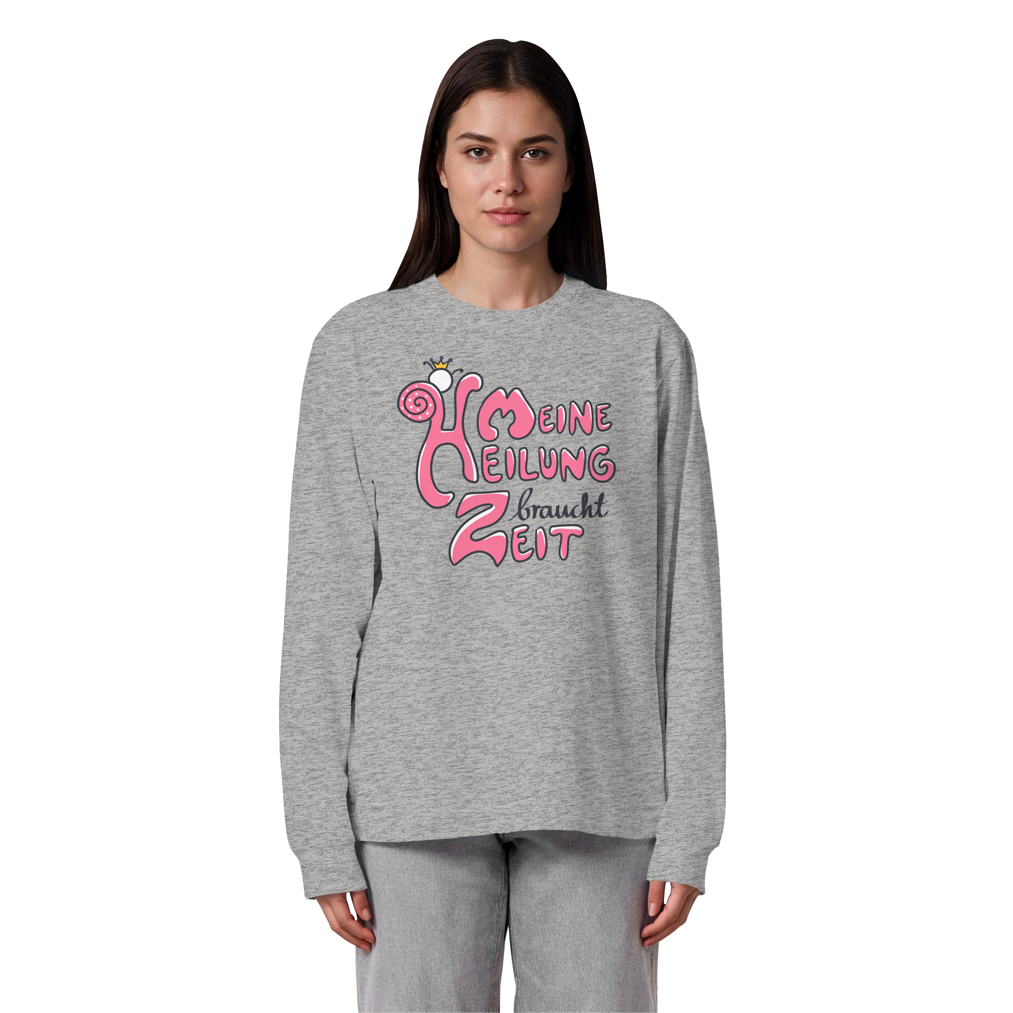 Meine Heilung braucht Zeit "Pinke Edition" - Organic Heavy Oversized Longsleeve T-Shirt