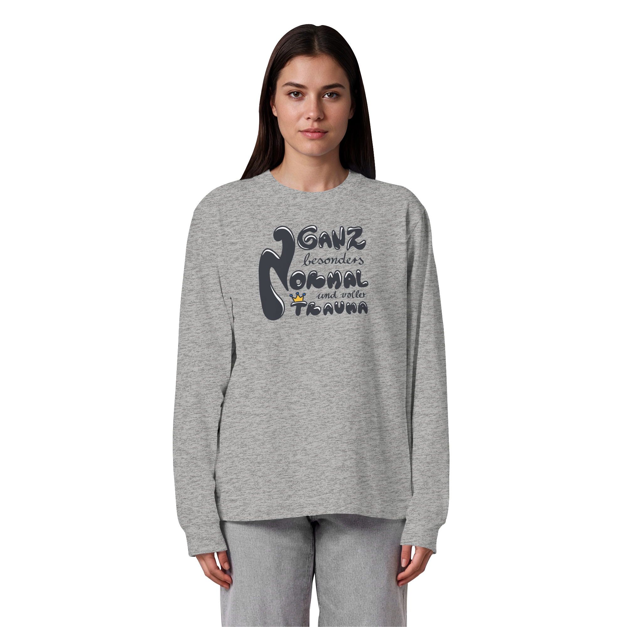Ganz besonders Normal und voller Trauma "Schwarze Edition" - Organic Heavy Oversized Longsleeve T-Shirt