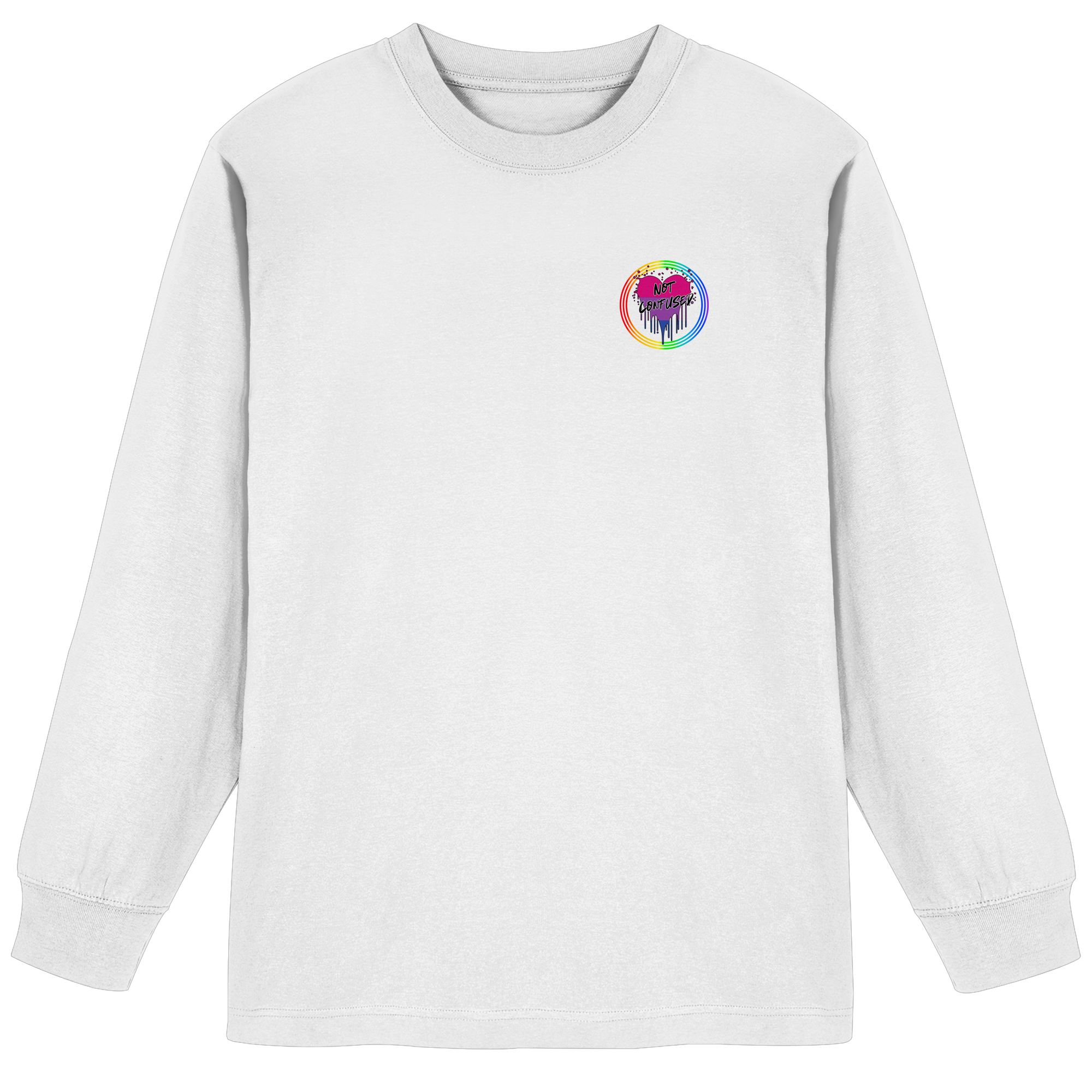 Bisexual Not Confused "Regenbogenkreis Edition" - Organic Heavy Oversized Longsleeve T-Shirt