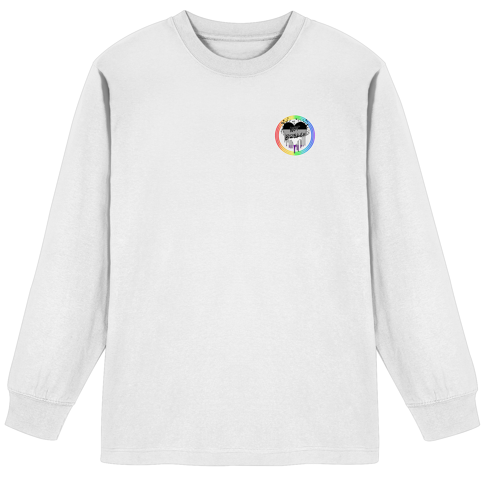 Asexual Not Broken "Regenbogenkreis Edition" - Organic Heavy Oversized Longsleeve T-Shirt