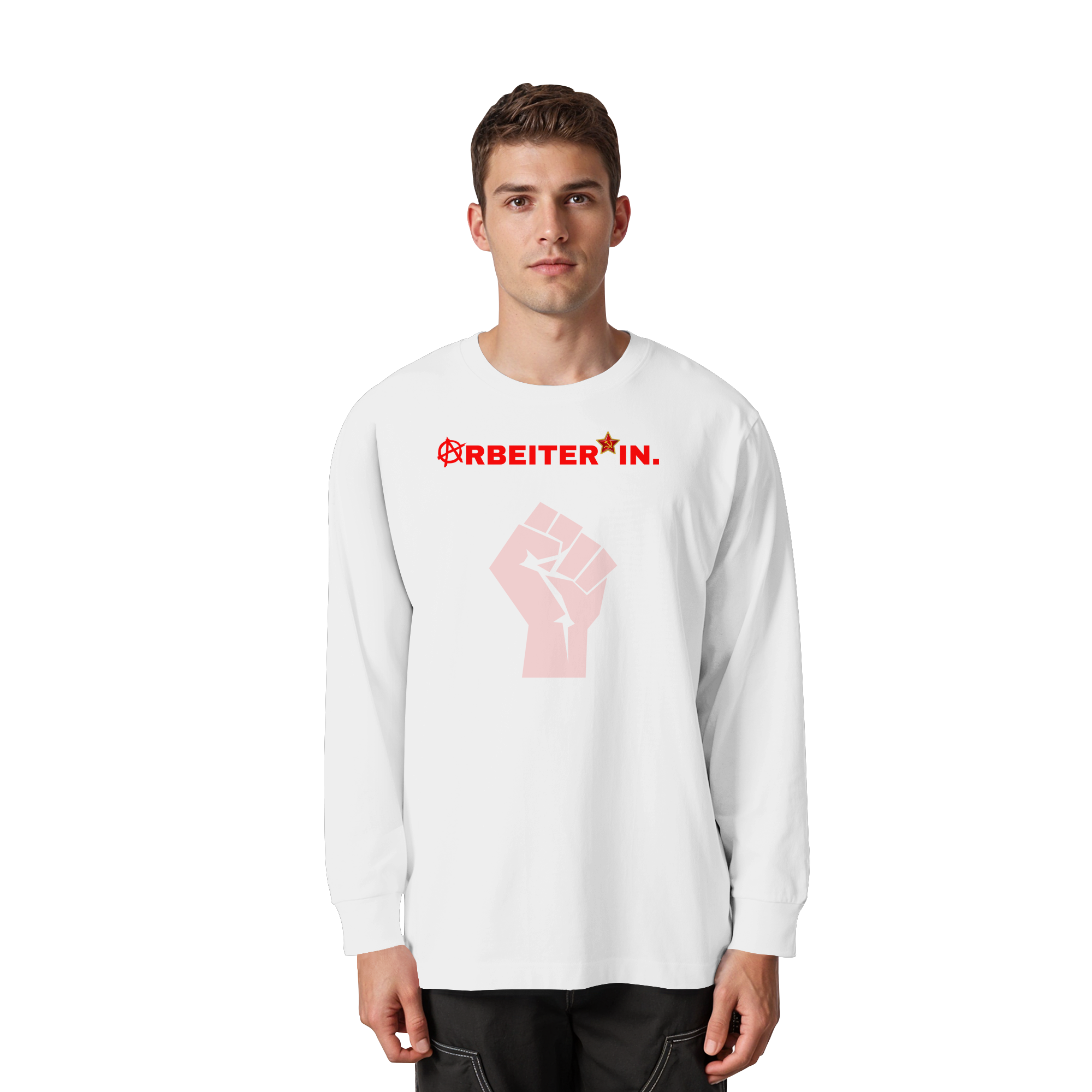 ARBEITER*IN. "Solidarisch und Frei Edition" - Organic Heavy Oversized Longsleeve T-Shirt