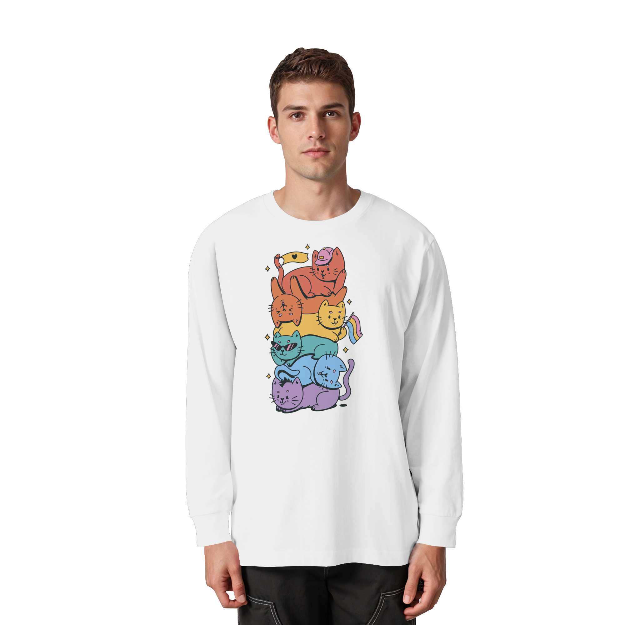 LGBTQ+ Katzen - Organic Heavy Oversized Longsleeve T-Shirt