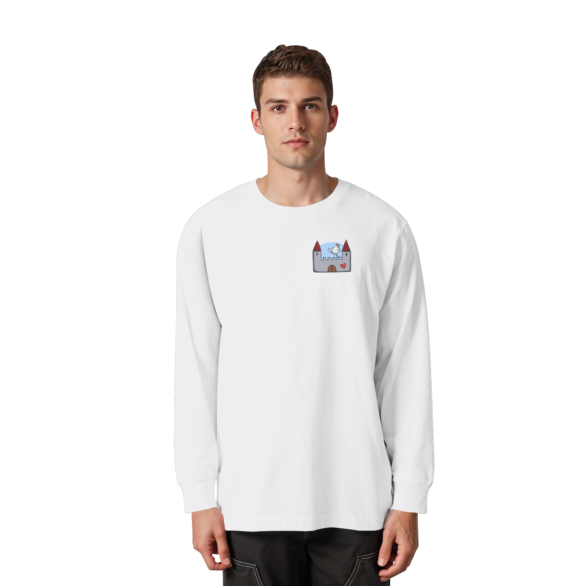 Seelenmännchen "Schloss Edition" Brustprint (hell) - Organic Heavy Oversized Longsleeve T-Shirt