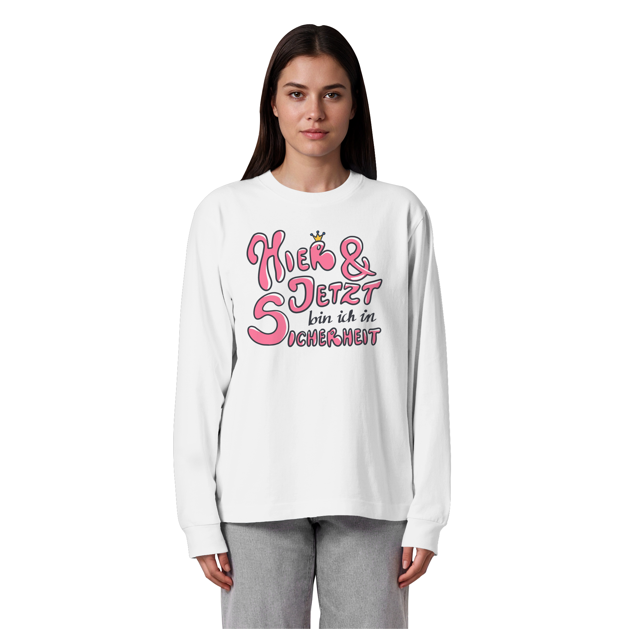 Hier und jetzt bin ich in Sicherheit "Pinke Edition" - Organic Heavy Oversized Longsleeve T-Shirt