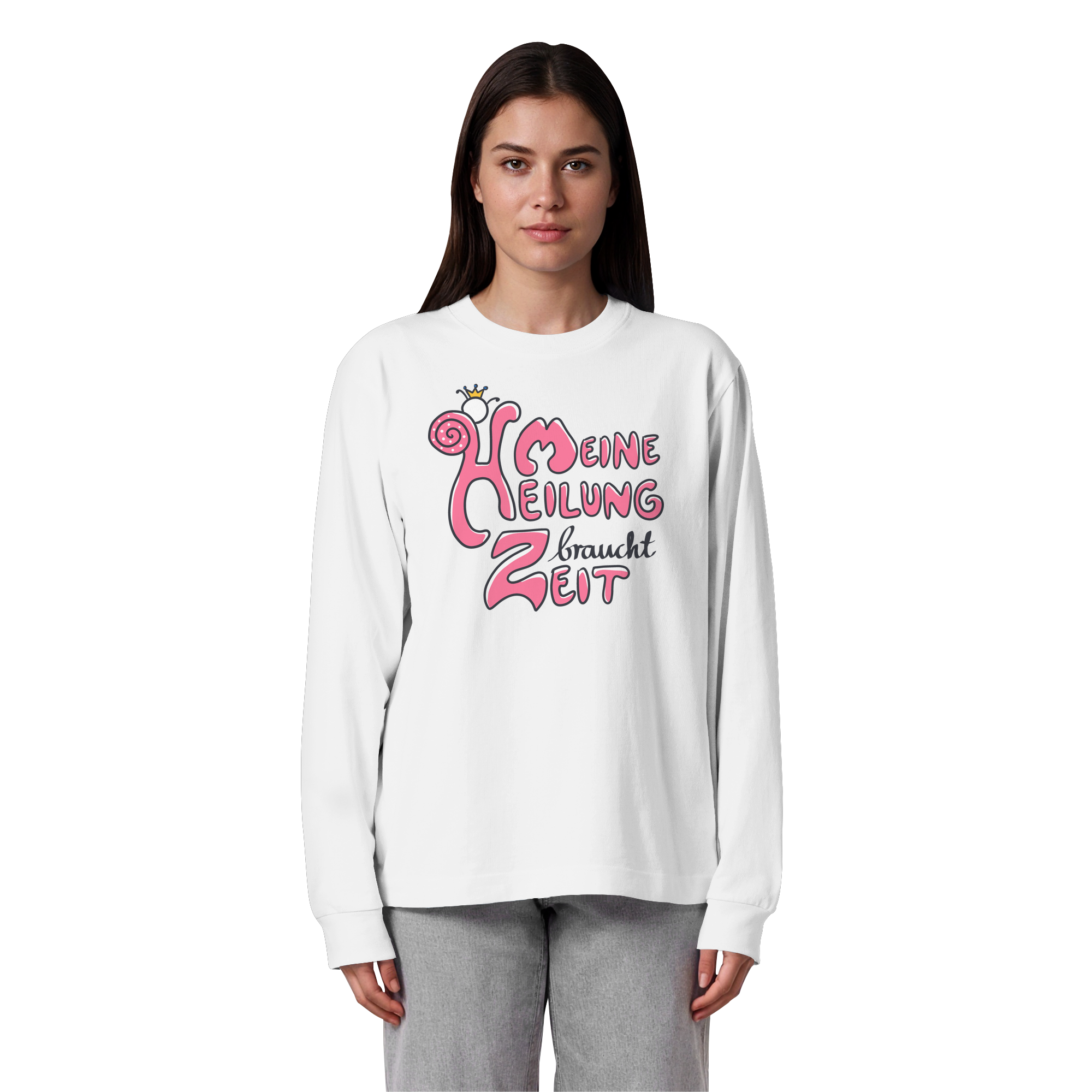 Meine Heilung braucht Zeit "Pinke Edition" - Organic Heavy Oversized Longsleeve T-Shirt