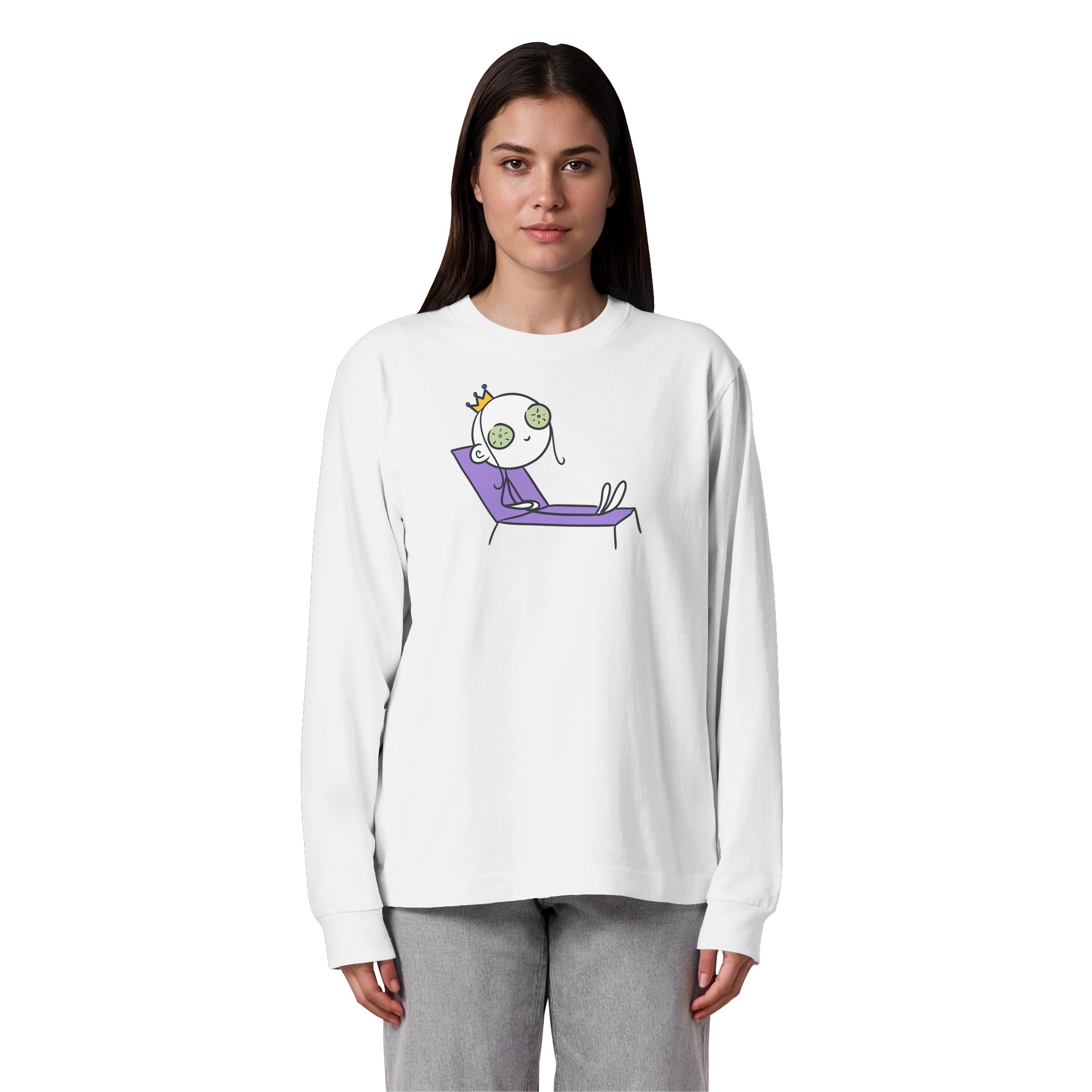 Seelenmännchen "Chill Out Edition" Frontprint - Organic Heavy Oversized Longsleeve T-Shirt