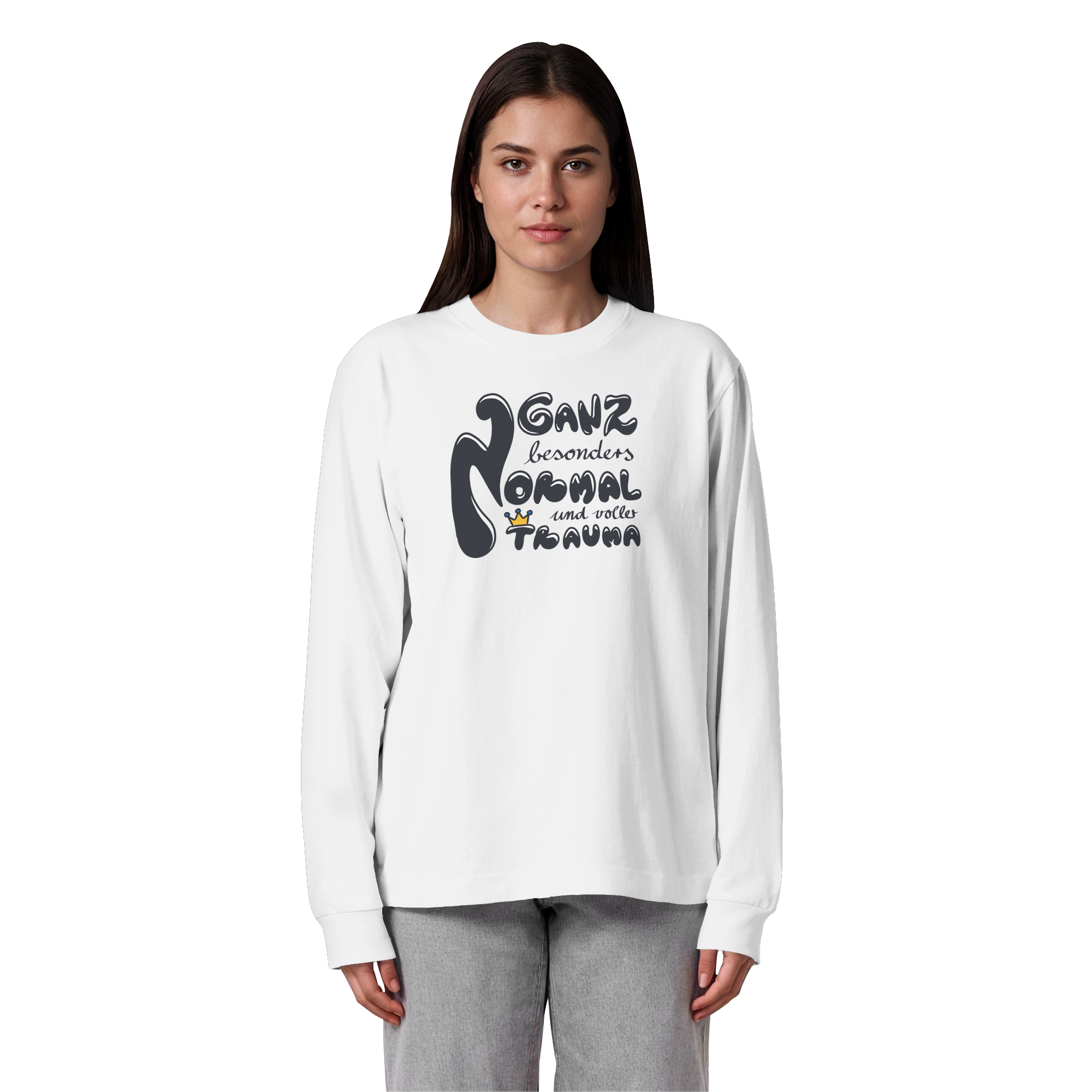 Ganz besonders Normal und voller Trauma "Schwarze Edition" - Organic Heavy Oversized Longsleeve T-Shirt