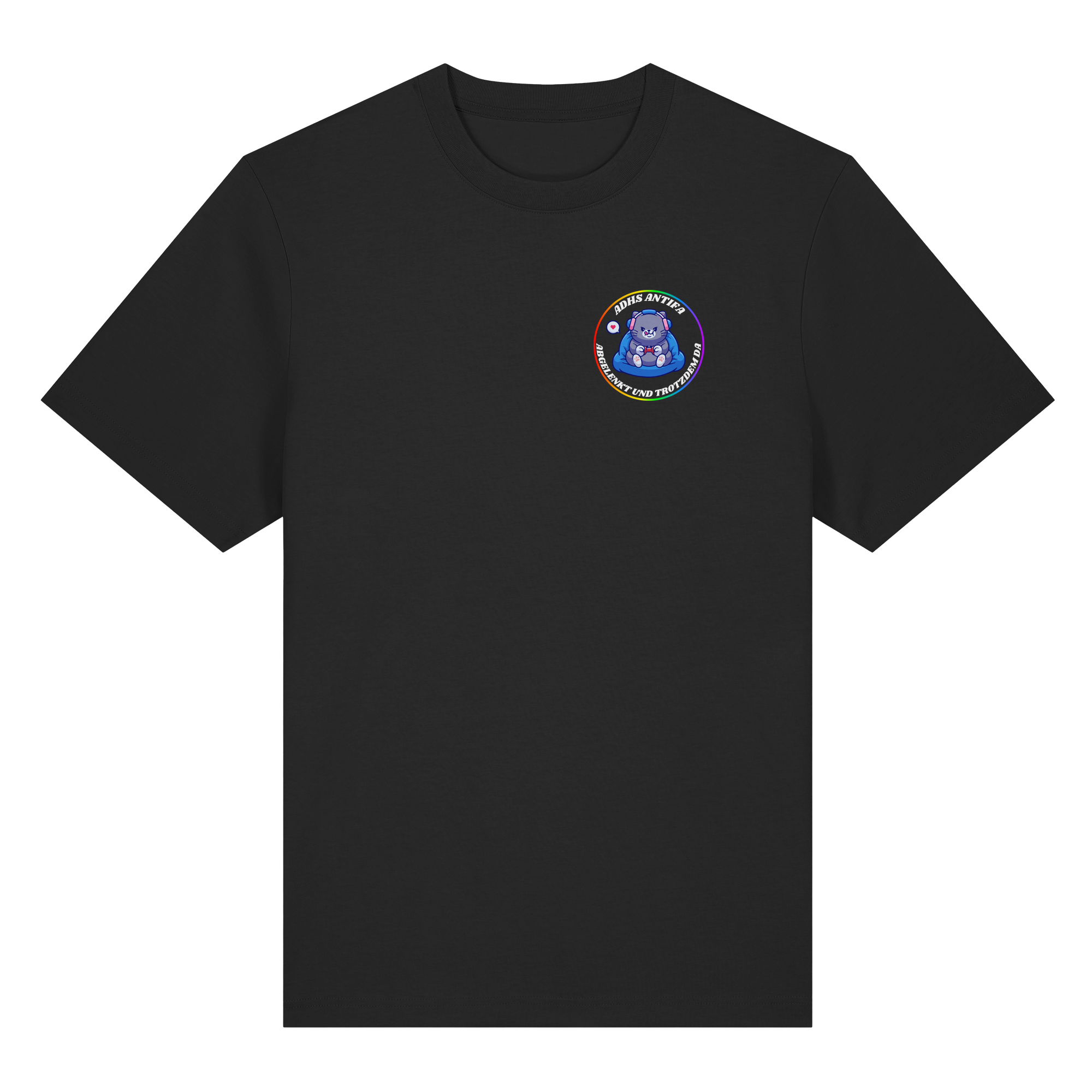 ADHS Antifa: Abgelenkt und trotzdem da "Gamer Cat Edition" - Organic Heavy T-Shirt