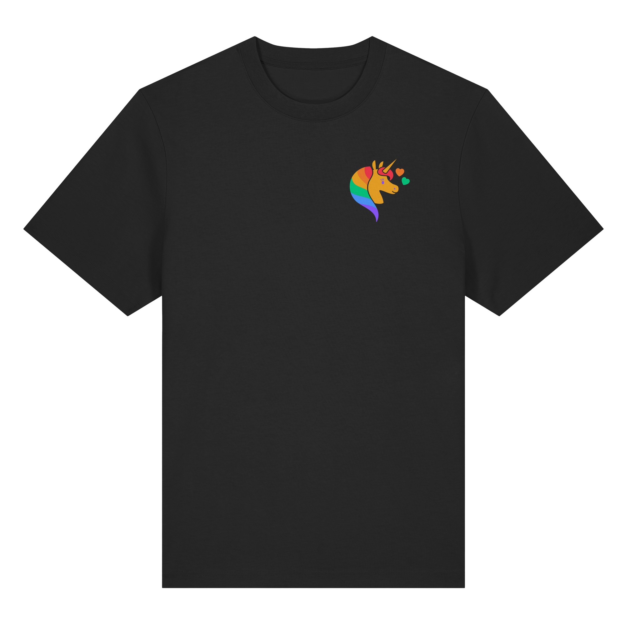 Regenbogen Einhorn mit Herzen - Organic Heavy T-Shirt