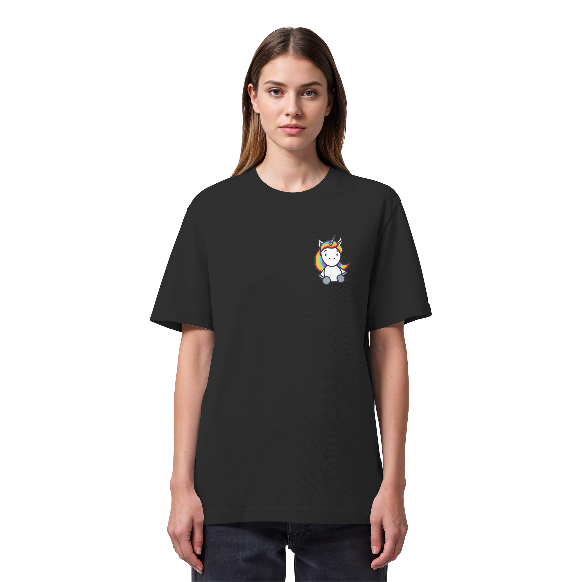 Einhorn mit Regenbogen Haaren - Organic Heavy T-Shirt