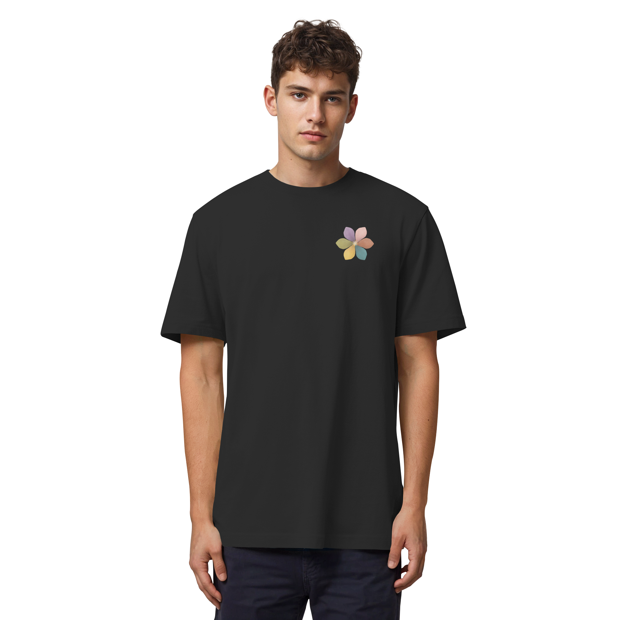 Einatmen Ausatmen "Achtsamkeitsblüte Edition" Backprint - Organic Heavy T-Shirt