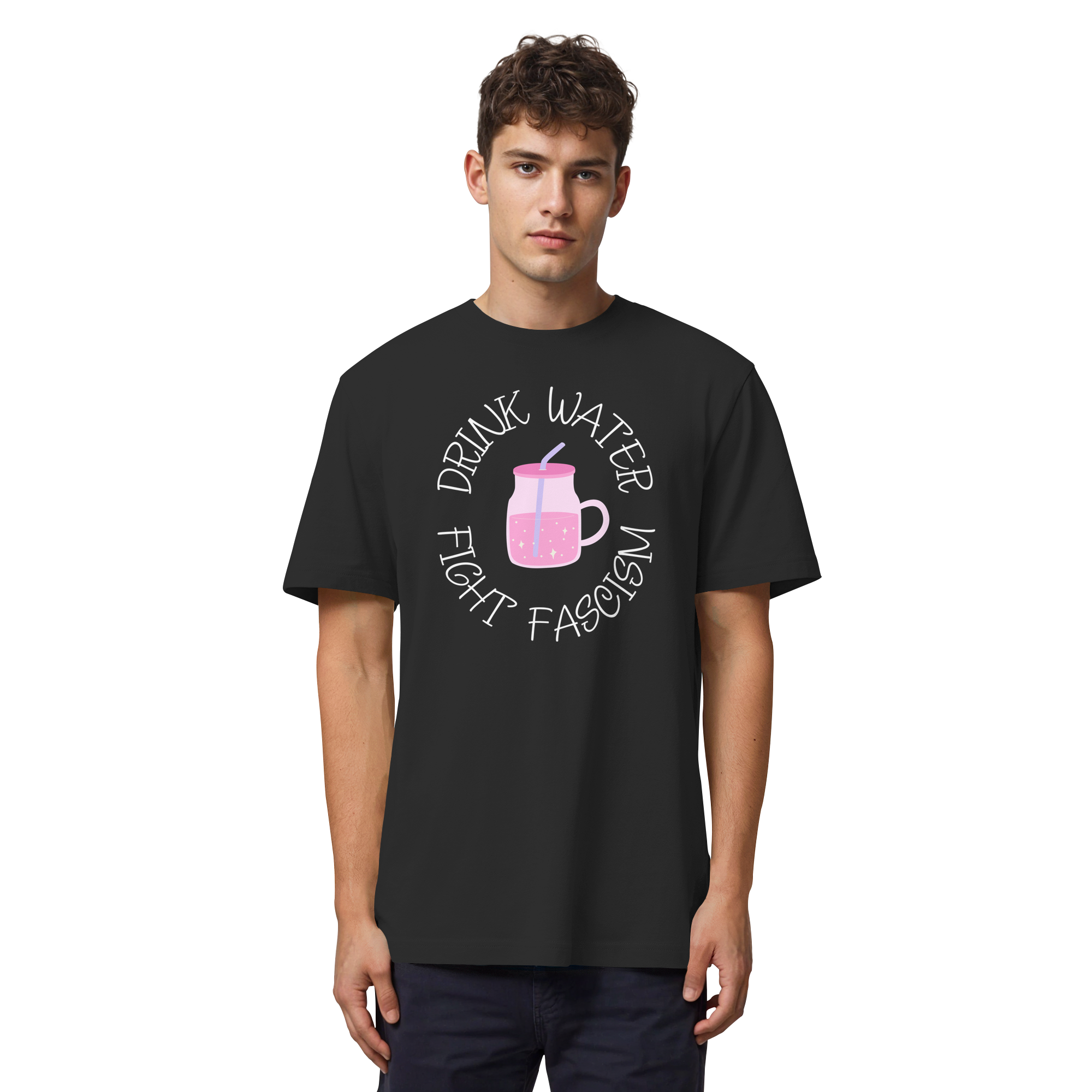 Drink Water Fight Fascism - Organic Heavy T-Shirt