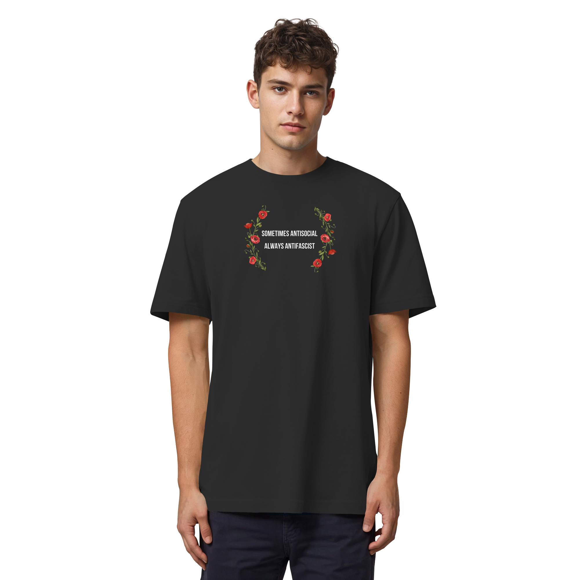 Sometimes Antisocial Always Antifascist - Organic Heavy T-Shirt