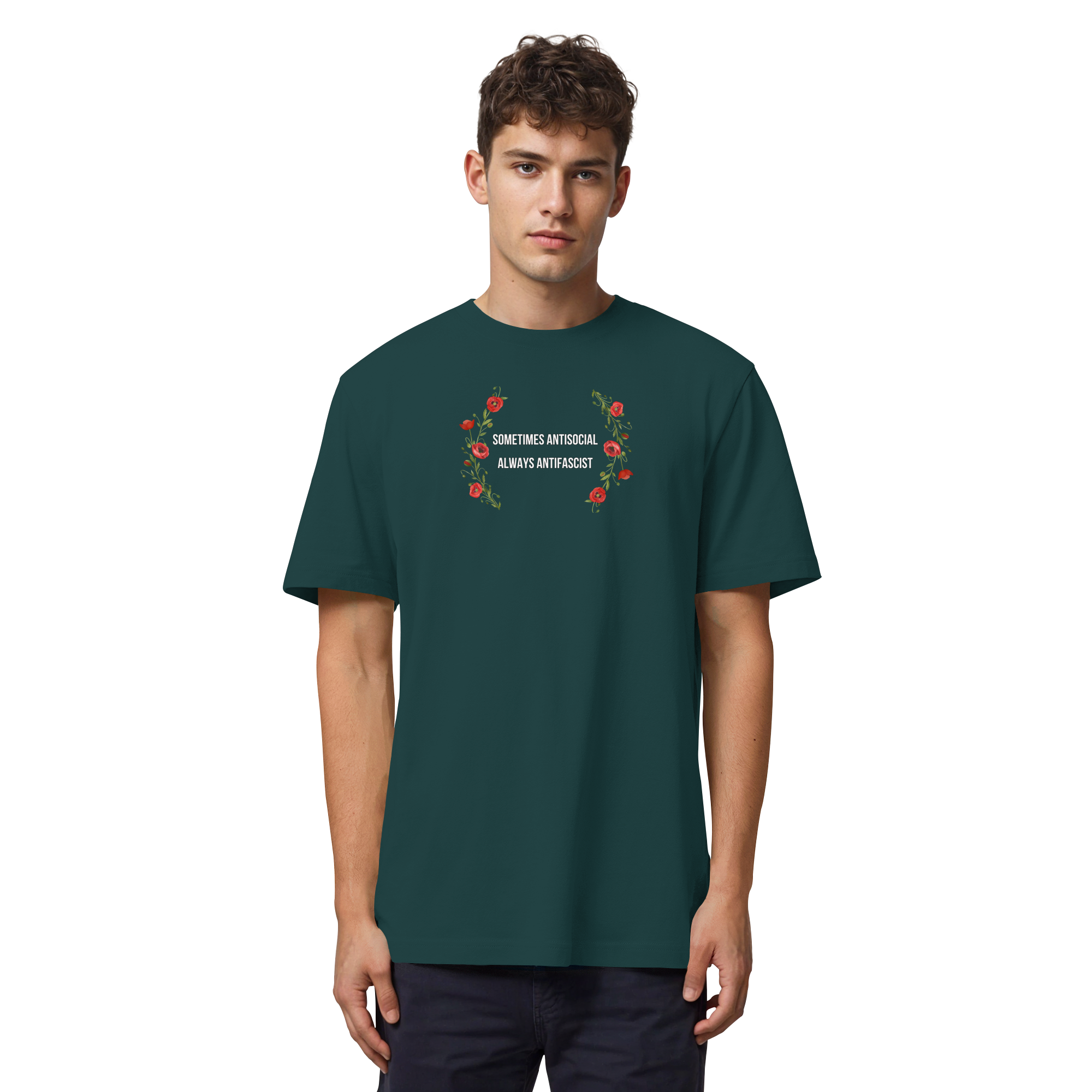 Sometimes Antisocial Always Antifascist - Organic Heavy T-Shirt