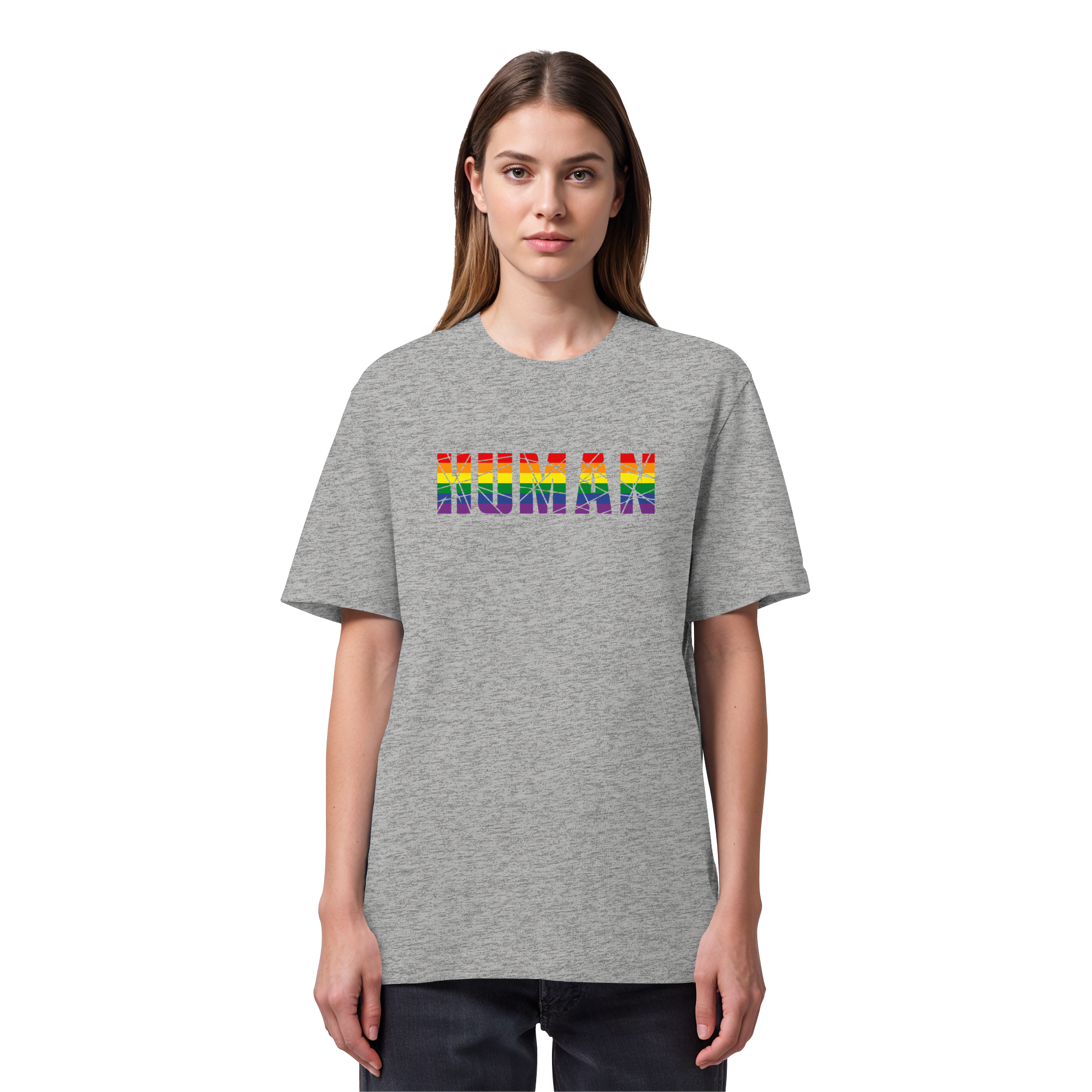 HUMAN in Regenbogen Farben - Organic Heavy T-Shirt