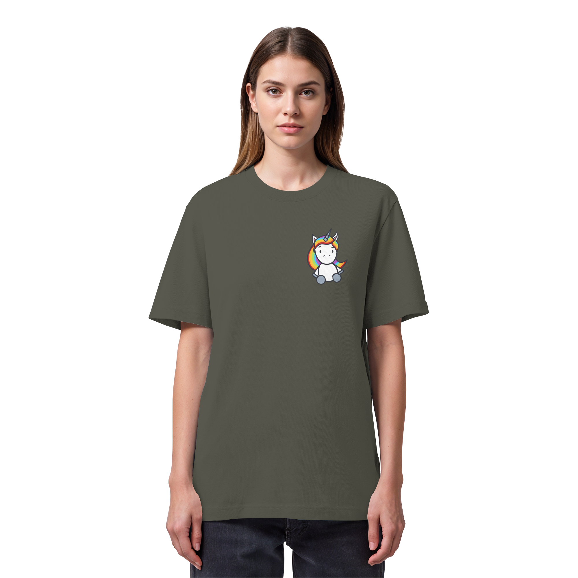 Schwarz Weiß wird Regenbogen Farben Backprint (dunkel) - Organic Heavy T-Shirt