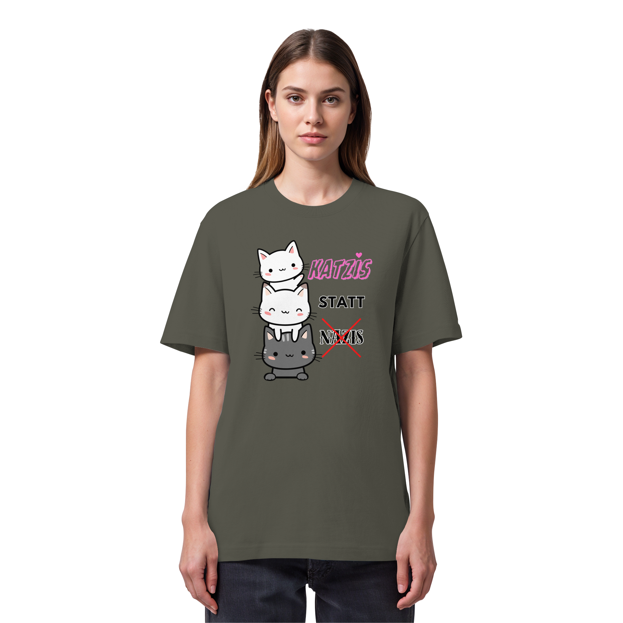 Katzis statt Nazis - Organic Heavy T-Shirt